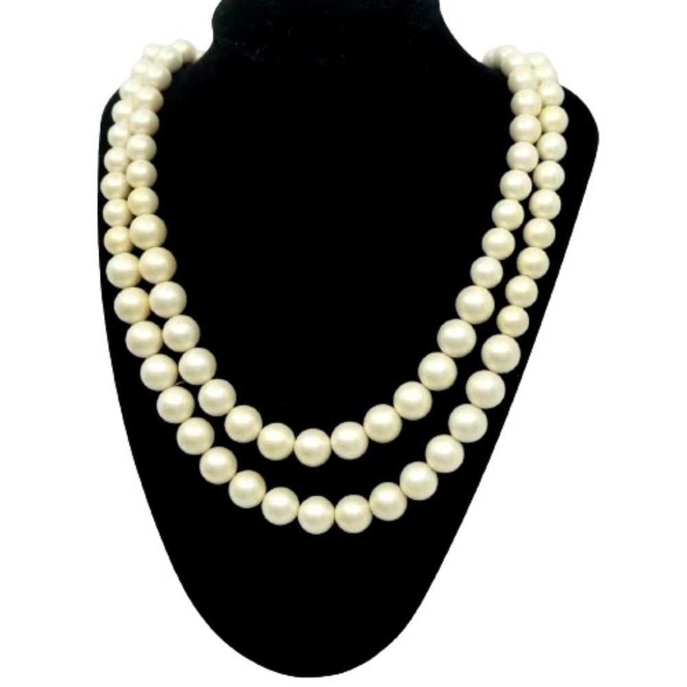 Vintage 1950s MARVELLA Simulated Pearl Double Strand Beaded Necklace~24"